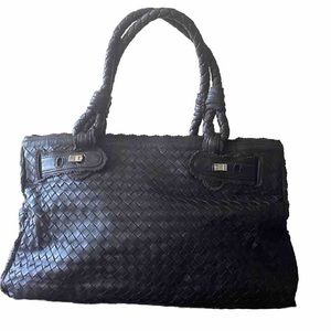 Cochni Italy Brown Woven Leather Tote Hand Bag